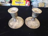 Pair of towel sterling weighted candle sticks