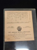 Mt. Union Shell Station card with Indians schedule