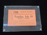 1930 Indians vs Detroit school ticket in case