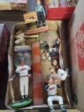 Cleveland Indians dugout figures, paper weights, school boy, and ornament
