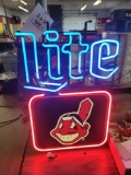 Cleveland Indians Miller Lite neon sign