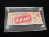1947 Cleveland Indians opening day rain check ticket stub