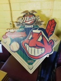 Miller beer Indians tin sign