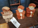 3 Davy Crockett cookie jars