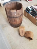 Nail keg, wood stirrups