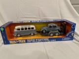 Road and Track die cast Van with trailer and car