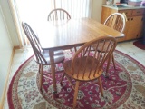 Oak Dining Table w/ 4 Chairs and Extra Leaf