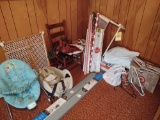 Chair, Wrapping Paper, Hangers, Baby Items and Mini Blinds