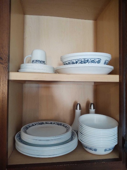 Assorted Contents in Kitchen Cabinets inc. Dishware, Utensils, Glassware, Pots , Pans
