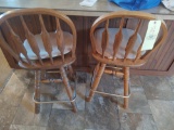 Two Oak Bar Stools