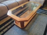 3 Oak Ends Stands & 1 Oak Coffee Table