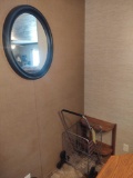 Oval Mirror, Small Stand and Rolling Cart