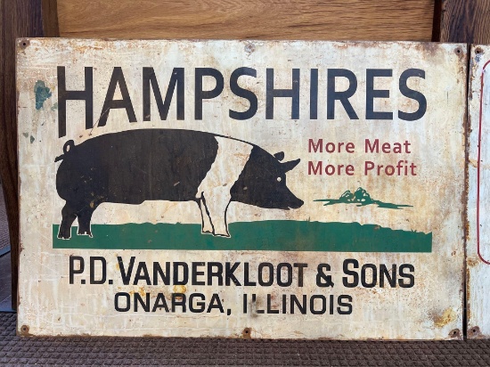 Metal Painted Hampshires Farm Sign