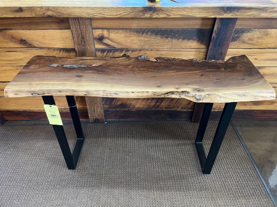 Live Edge Walnut Foyer Table with Metal Legs