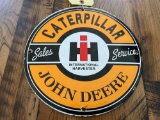 Porcelain Caterpillar and John Deere Sales and Service Sign