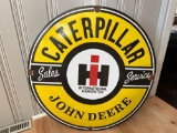 Porcelain Caterpillar John Deere Sales and Service Sign