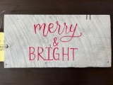 Reclaimed Wood Hand Painted Sign, Merry and Bright