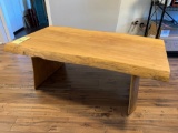 Natural Finish Sycamore Live Edge Slab Coffee Table