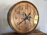 Vintage Wine Barrel Wood Burned Clock