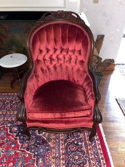 Victorian Rose Carved Upholstered Chair