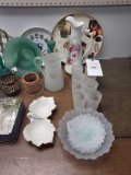 Assortment of Glassware - Pitchers, Glasses, Plates, Bowls, Candle Holder Set, & more