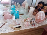 Contents on top of Dresser - Glass Figurines, Glass Beauty Items, Small Desk Decor, Figurines, Geode