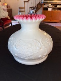 Cranberry Lined Milk Glass Vase Possibly Fenton