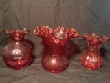 (3) Cranberry Vases