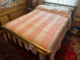 Brass Bed with Full Size Mattress and Bedding