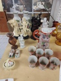 Assortment of Oriental Themed Statues, Vases, Tea Set, & Small Decor