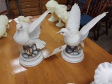2 White Dove Statues