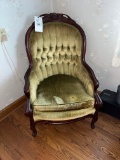 Victorian Rose Carved Upholstered Chair