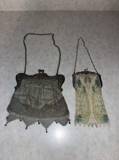 (2) antique chainmail purses