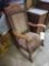 upholstered oak rocking chair