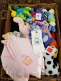 Box of new puppy toys