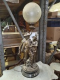 early bronze figural lamp 42in tall