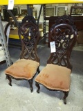 pair of high back victorian chairs