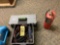 Fire Extinguisher, Crate Of Power Tools, Tackle box With Bobbers