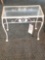 Small White Iron Table with glass top