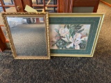 Mirror and Floral Picture Frame