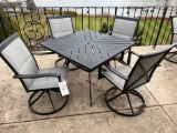 Metal Patio Table and (4) Swivel Chairs