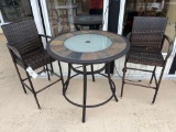 Patio Pub Table and (2) Patio Stools