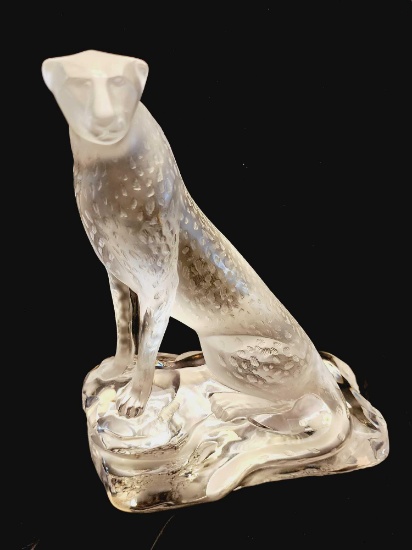 VERY LARGE Lalique glass cheetah figurine