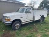1996 Ford F-350 XLT 4x4 pickup truck with Reading utility bed