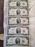 5 red seal $2 bills