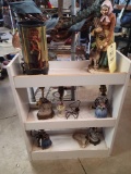 small shelf with figurine and lamps