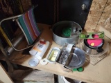 beach chair, oil pan, cookware