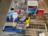 John Deere parts, shelf, bicycle parts