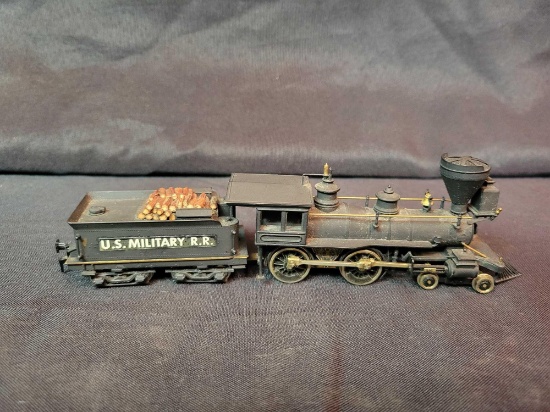 Baldwin US military 4-4-0 brass engine and tender, no drive shaft