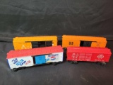4 Loose box cars, Pepsi, New Haven, Swifts, O gauge